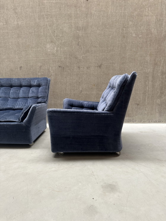Image 1 of Set of 2 vintage blue mobile armchairs '70s