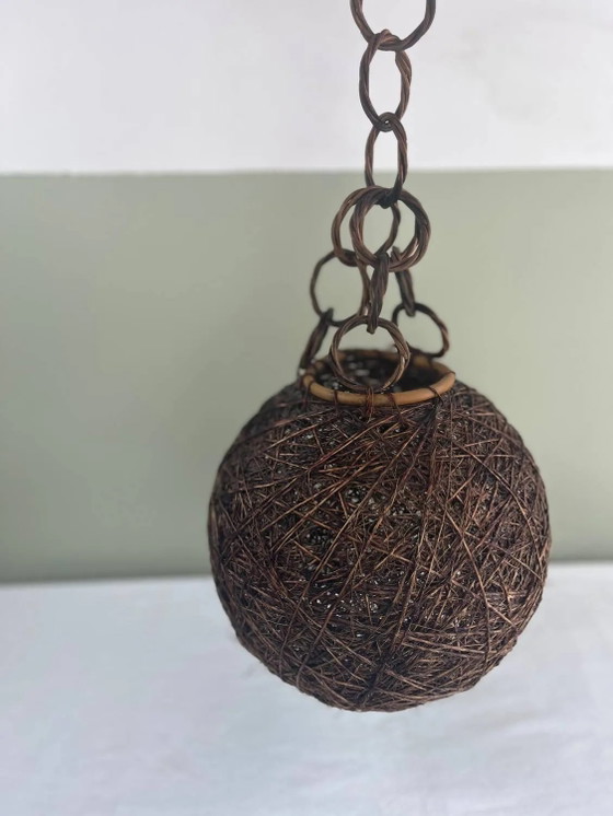 Lampada a sospensione a sfera in vimini – Lampade a sospensione, Wicker, Rattan, Vintage (photo 4 of 8)