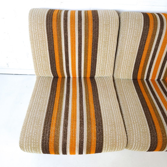 Image 1 of Canapé modulable vintage des années 70, en tissu velours côtelé, orange-brun
