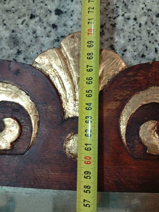 Image 1 of Spectaculaire en ongewone originele pre-art-decospiegel, gepolychromeerd en gedeeltelijk verguld met gesso