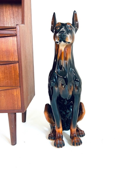 Doberman Pinscher, céramique italienne des années 60