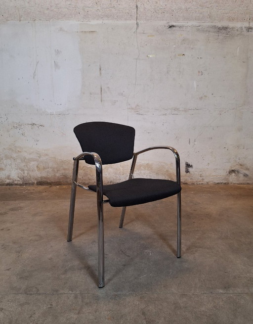 Brayton International Collection Steelcase Black and aluminum designer chair