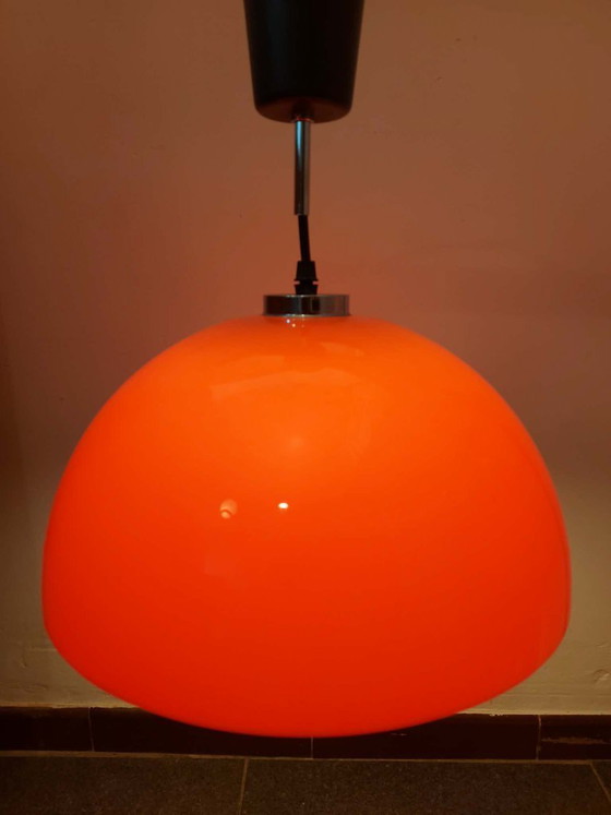 Image 1 of Orange Space Age design pendant lamp, 1970s