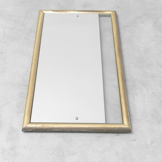 Specchio vintage con cornice in ottone e inserto in vetro trasparente – Design italiano anni '70 – Glass (photo 5 of 7)