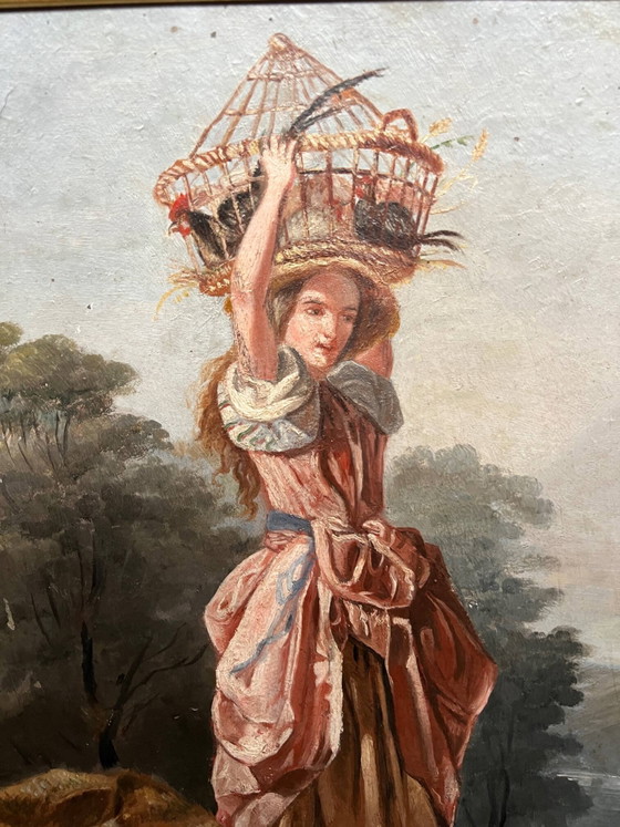 Painting "Girl with a bird". – Paintings & Drawings, Paper, Canvas (photo 3 of 5)
