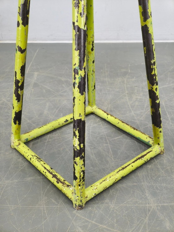 Image 1 of Industrial Metal and Wood Stool, Czechoslovakia, 1940s