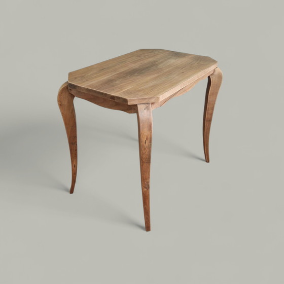 Image 1 of Sculptural side table with curved lines in solid wood - Louis XV style