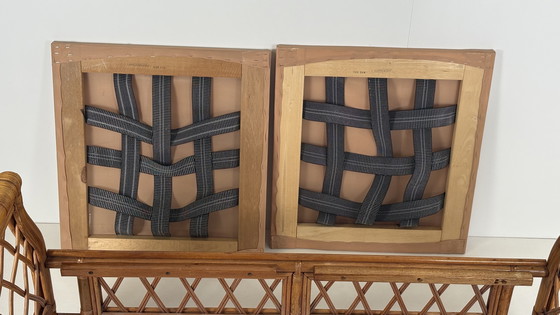 Image 1 of Canapé deux places original vintage tropical chic en bambou et rotin