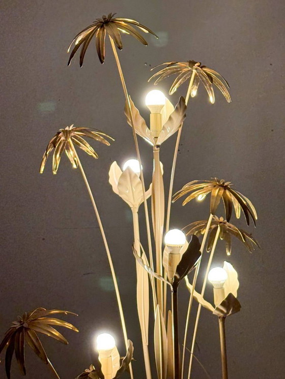 Image 1 of Lámpara de pie floral, estilo Hollywood Regency, años 70