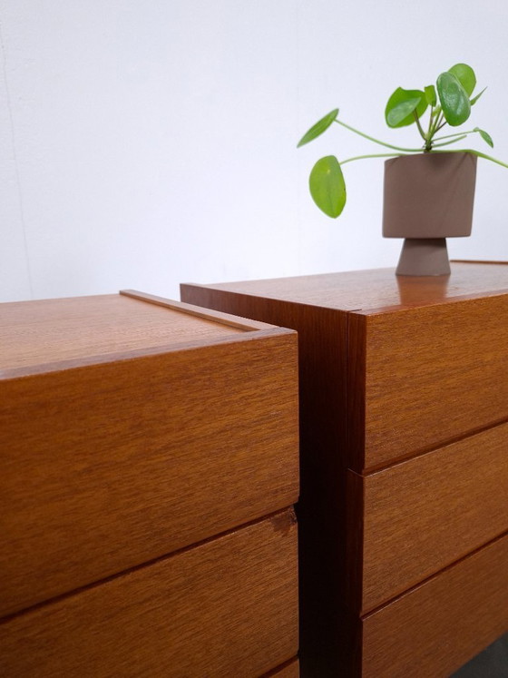 Image 1 of Set teak zwevende nachtkastjes met lades Denemarken