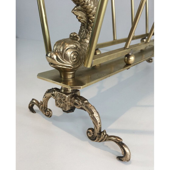 Image 1 of Vintage Neoclassical Brass magazine rack for Maison Jansen, 1940