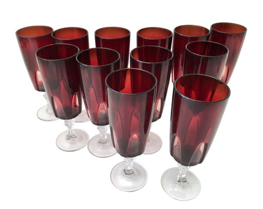 12 Cut Crystal Champagne Flutes