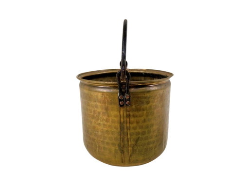 Vintage Brass Bucket / Coal Scuttle / Planter – Hammered Finish