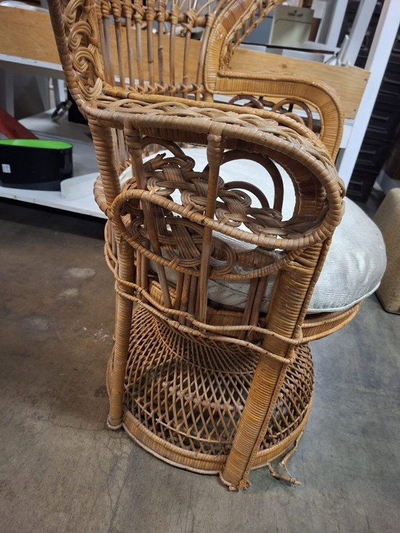 Image 1 of Vintage rotan pauwstoel jaren 70 – boho fauteuil