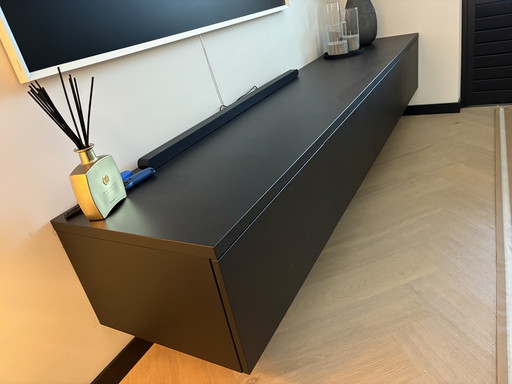 Meuble TV suspendu - 240 cm - Noir mat