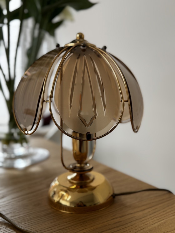 Lampes jumelles Art Déco vintage – Brass, Glass (photo 3 of 8)