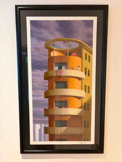Jeffrey Smart – "La conversazione, Lungotevere Flaminia" (stampa in edizione limitata con cornice)