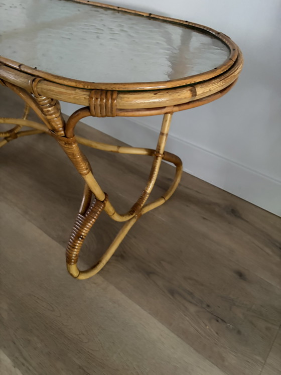 Rattan coffee table by Rohé Noordwolde, 1960s – Glass (photo 12 of 15)