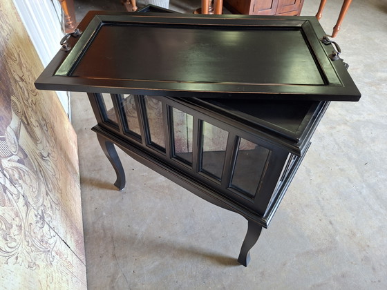 Image 1 of Oriental tea cabinet, display cabinet, whiskey bar, wine cabinet with removable tray, dimensions 62x41cm and 76cm high
