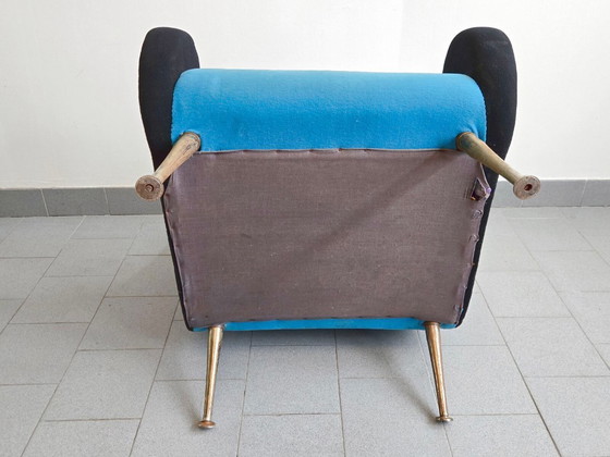 Image 1 of Vintage fauteuil uit 1950, rockabilly wollen jersey, DLG Marco Zanuso Arflex jaren 50