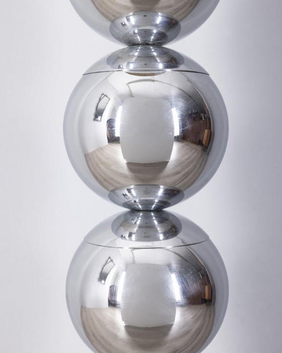 Image 1 of Vintage 70s vloerlamp verchroomd metalen bollen Italiaans ontwerp