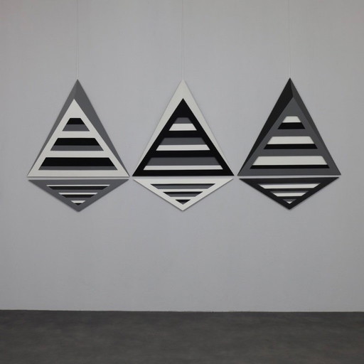 Eef de Graaf – Sculpture murale géométrique (triptyque), Pays-Bas, années 1980