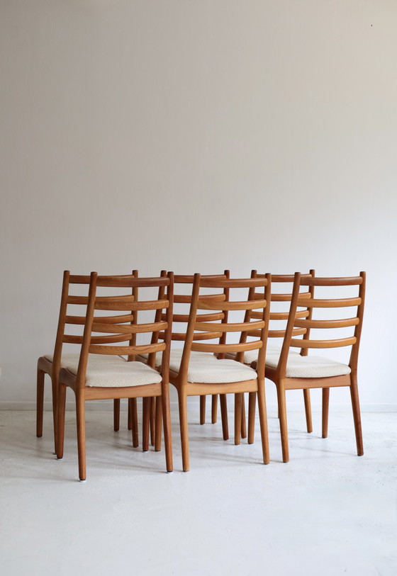 Set of 6 J.K. Møbler dining chairs – Wood, Textile (photo 4 of 6)