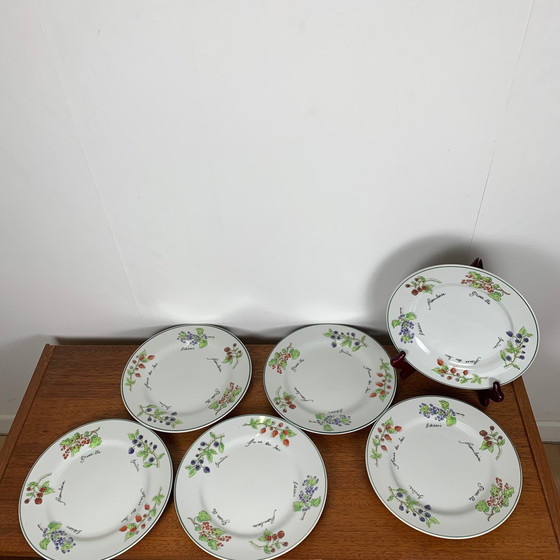 Image 1 of Set di 6 piatti da dessert in porcellana "Frutta"