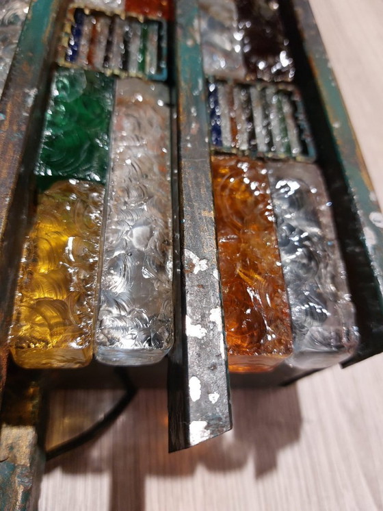 Image 1 of Een paar brutalistische wandlampen van Murano-glas uit de jaren 1960.