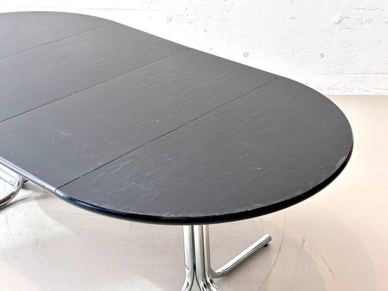 Image 1 of Black extendable table with chrome frame, 1970s