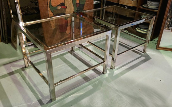 Image 1 of Pair of side tables or end tables, Maison Charles, France, circa 1970