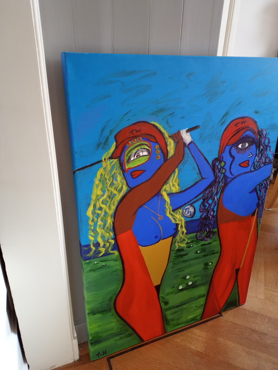 Image 1 of T. van Steenbergen "Playing Golf" 70 x 100 cm