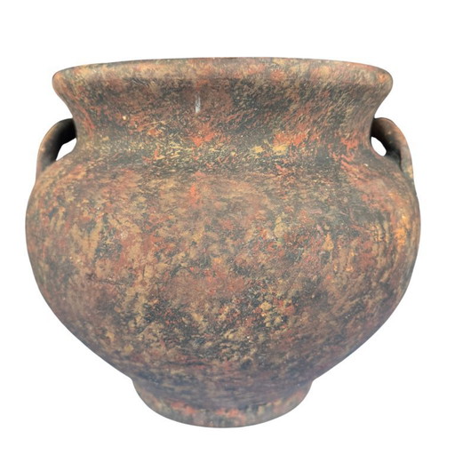 Vase en terre cuite fait à la main au Mexique - patine terreuse