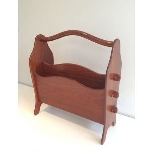 Image 1 of Vintage magazine holder in teak Scandinavian 1970s 