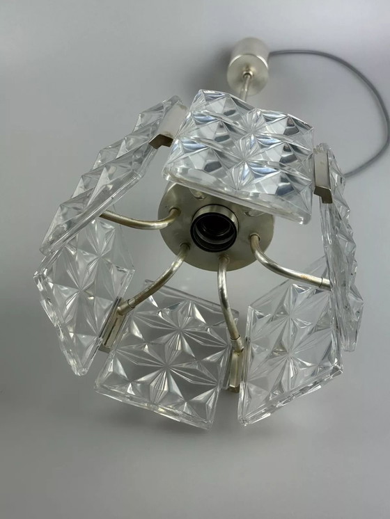 Image 1 of Lampadario da soffitto anni '60 anni '70 Hillebrand Leuchten Germany vetro metallo