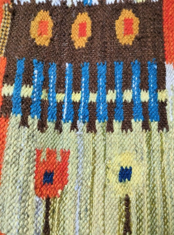 Image 1 of Poolse volkskunst kilim wandtapijt uit de jaren 70