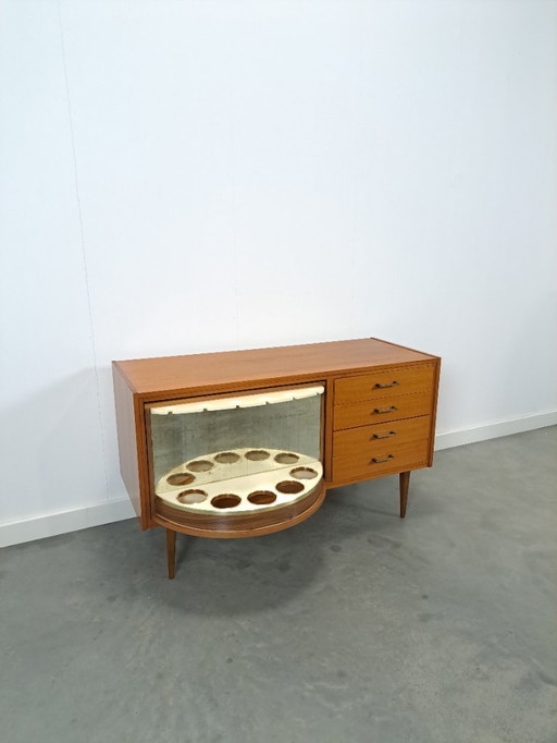 Veneer sideboard with rotating bar and drawers, bar cabinet