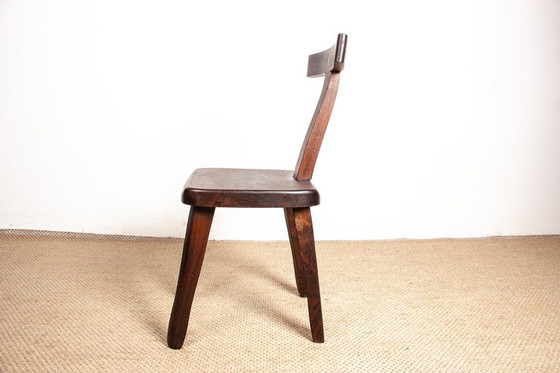 Image 1 of Set aus 4 skandinavischen Stühlen aus massiver Ulme, Modell T im Stil von Olavi Hanninen.