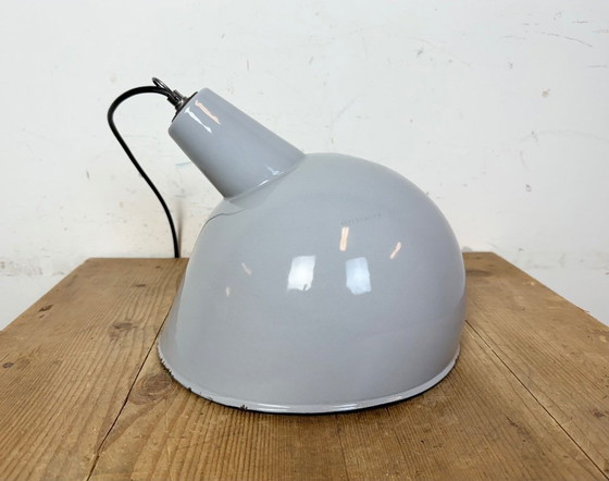 Image 1 of Suspension industrielle en émail gris, années 1960