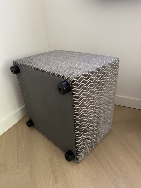 Image 1 of Pouf with luxury velour print fabric + matching cushion