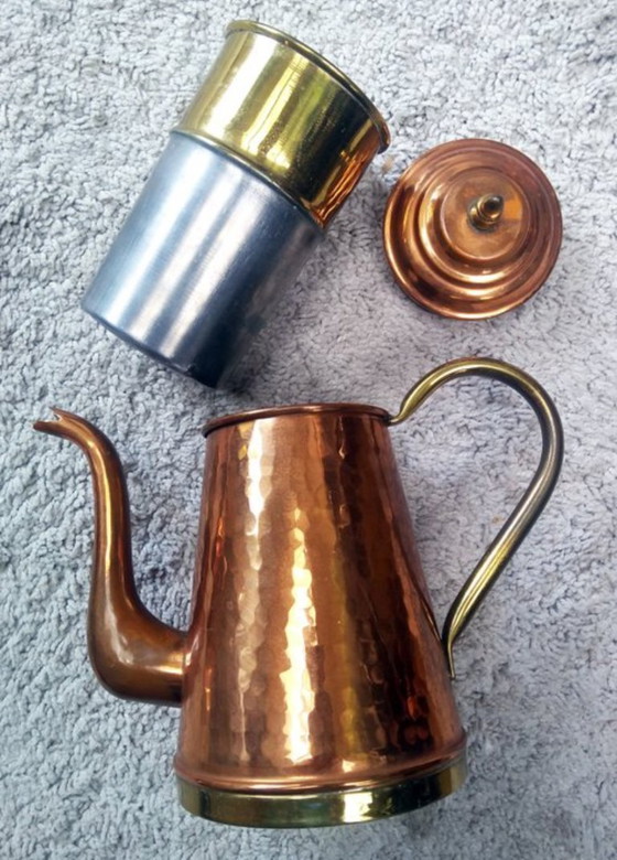 Image 1 of Servizio da caffè/tè - anni '50/'60 - rame martellato