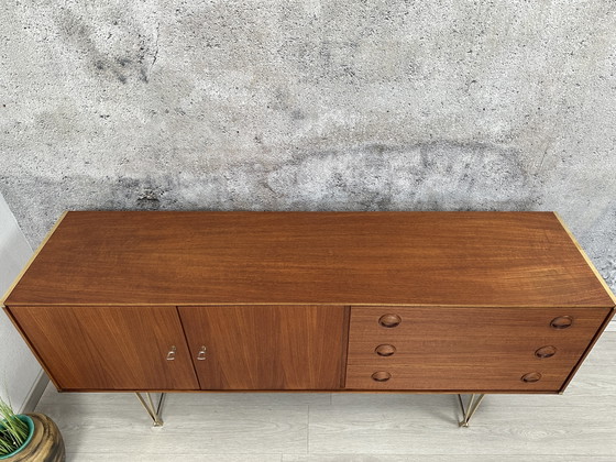 Midcentury teak sideboard chest of drawers brass Fristho, 50s 60s – Wood (photo 13 of 15)