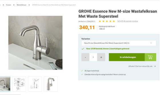 Image 1 of Grohe Essence M-size wastafelkraan - Supersteel