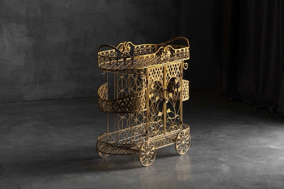 Image 1 of Carrito de servicio antiguo de hierro fundido, Francia, principios del siglo XX