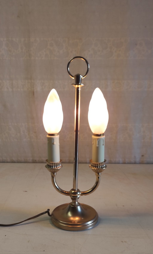 Two-light bouillotte lamp in brass and gilt metal - mid-20th century
