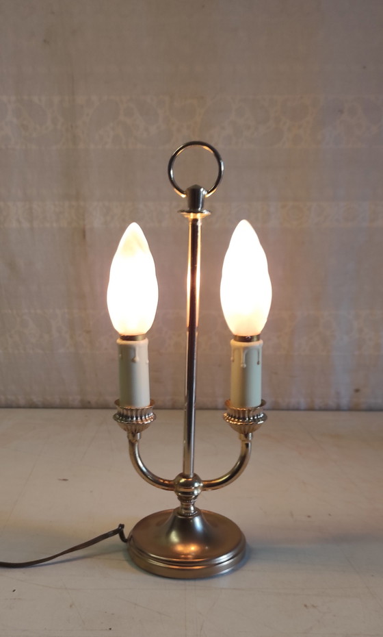 Image 1 of Two-light bouillotte lamp in brass and gilt metal - mid-20th century