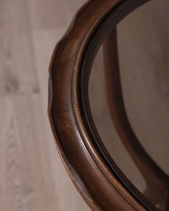 Image 1 of Tavolino da caffè vintage anni '50 in legno e vetro, design italiano.