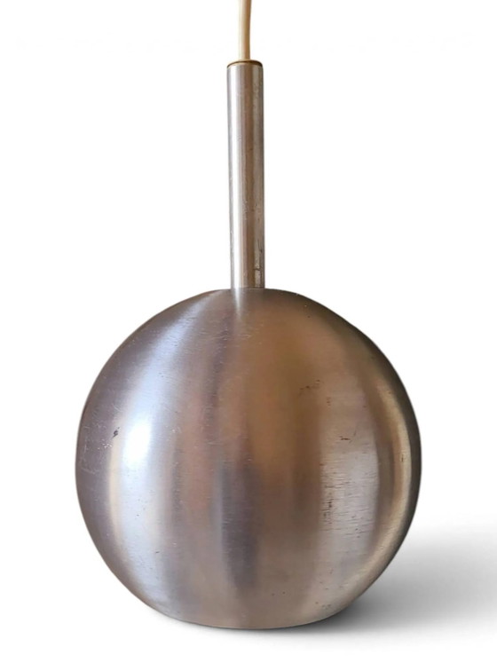 Pendant lamp "Eyeball" in brushed aluminium, Space Age (photo 6 of 12)