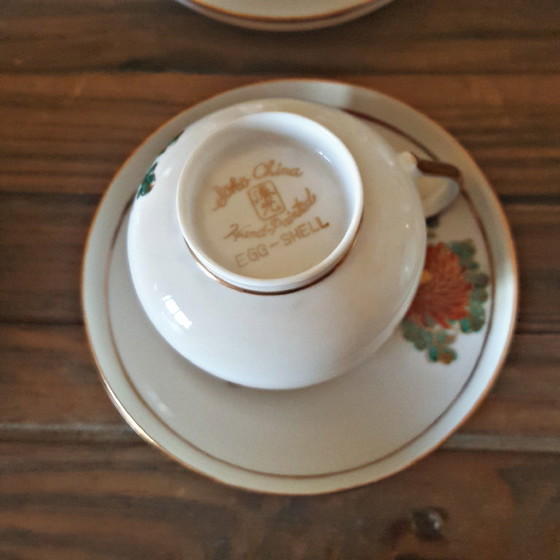 Image 1 of Feines Porzellan Soko Japan Tassen, Zuckerdose und Milchkännchen Blumendekor