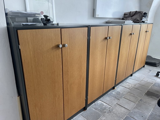 Nine limited edition Gispen/Lensvelt storage cabinets. – archiefkasten, Wood, rvs